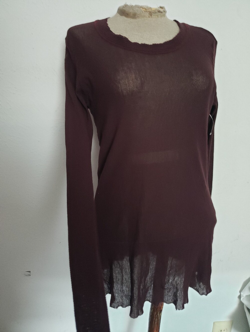 Cynthia Ashby Women's Sheer Long-Sleeve Top - Cocoa Brown